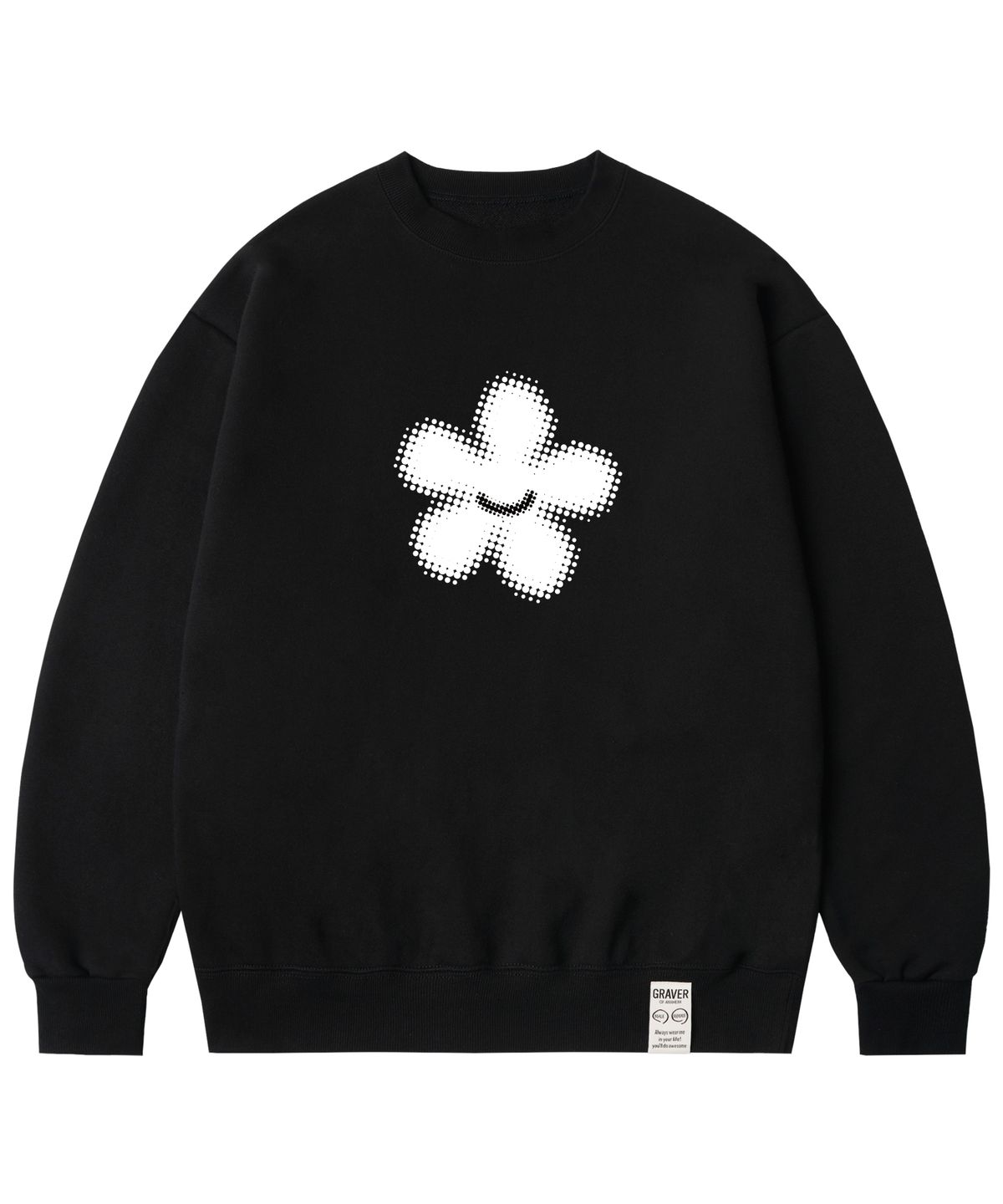 그레이버(GRAVER) [UNISEX]도트 실루엣 플라워 맨투맨_블랙