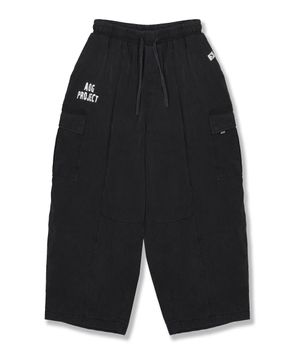 가먼트 다이 빈티지 와이드 팬츠 (블랙)