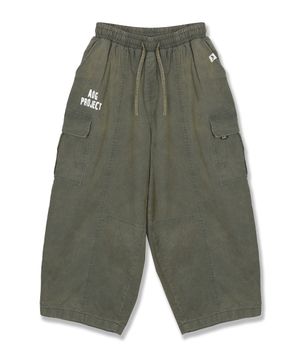 가먼트 다이 빈티지 와이드 팬츠 (카키)