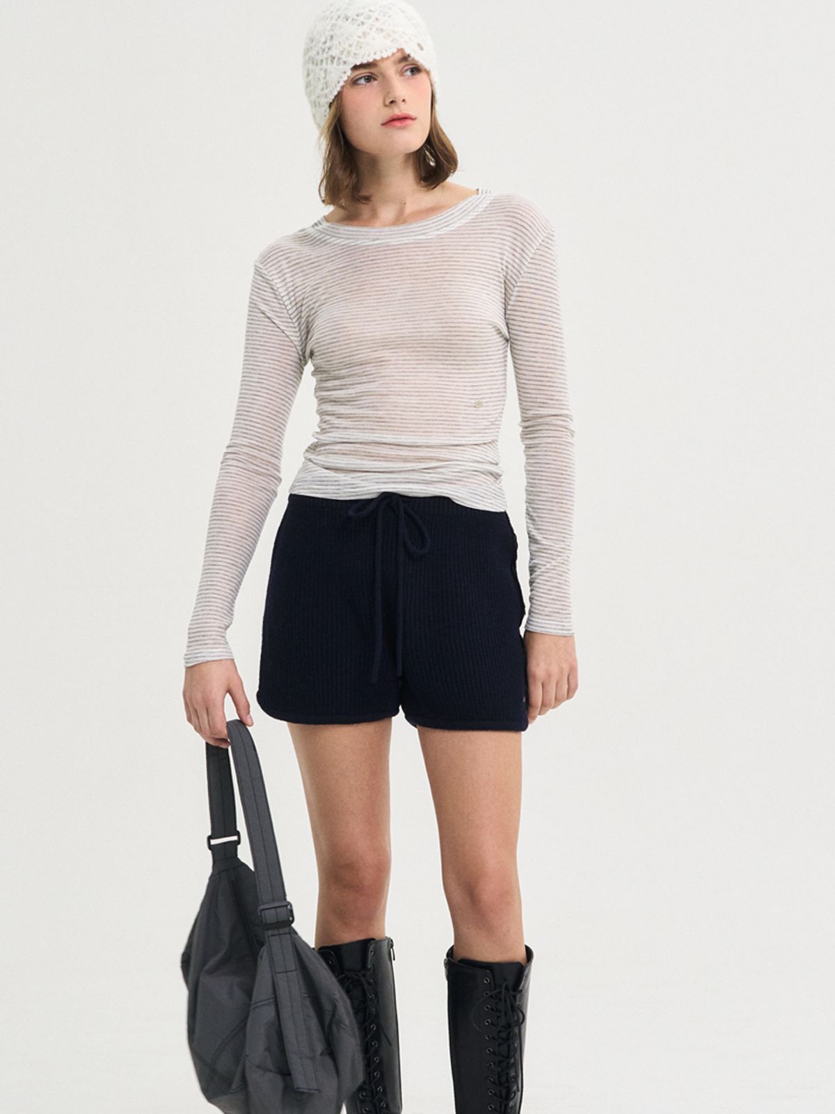 쏘리, 투 머치 러브(SORRY, TOO MUCH LOVE) Ciara Stripe Wool T-Shirt_Ivory