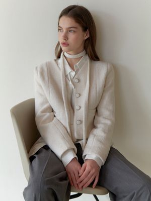 Curd tweed jacket (ivory)