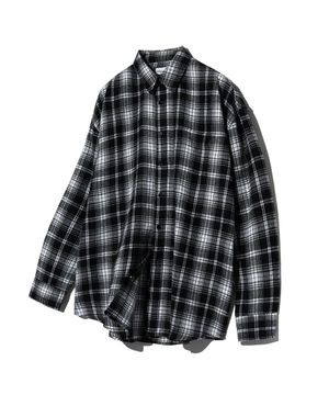 87-STAN080 뉴트럴 팜 오버핏 포켓 긴팔 체크 셔츠 블랙