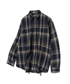 87-STAN081 원포켓 빈티지 오버핏 긴팔 체크 셔츠 블루