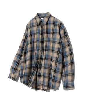 87-STAN088 하브 빈티지  오버핏 포켓 긴팔 체크 셔츠 스카이블루