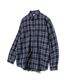 87-STAN135 레트로 긱 오버핏 포켓 긴팔 체크 셔츠 네이비