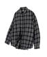 87-STAN135 레트로 긱 오버핏 포켓 긴팔 체크 셔츠 블랙