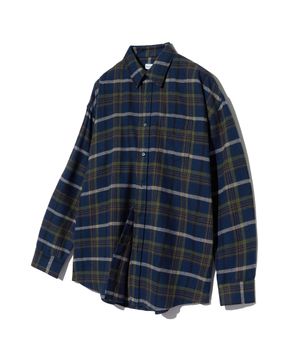 87-STAN084 플레이드 소프트 오버핏 포켓 긴팔 체크 셔츠 딥블루