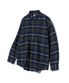 87-STAN084 플레이드 소프트 오버핏 포켓 긴팔 체크 셔츠 딥블루