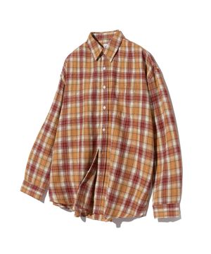 87-STAN091 미스티 포레스트 오버핏 포켓 긴팔 체크 셔츠 오렌지