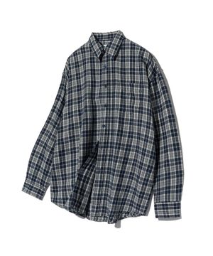 87-STAN130 너드 무드 오버핏 포켓 긴팔 체크 셔츠 네이비