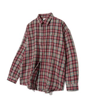 87-STAN089 클래식 빈티지 오버핏 포켓 긴팔 체크 셔츠 레드