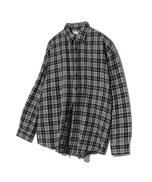 87-STAN130 너드 무드 오버핏 포켓 긴팔 체크 셔츠 블랙