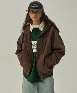 헌터 5506 피그먼트 기모 오버핏 브라운 후드점퍼