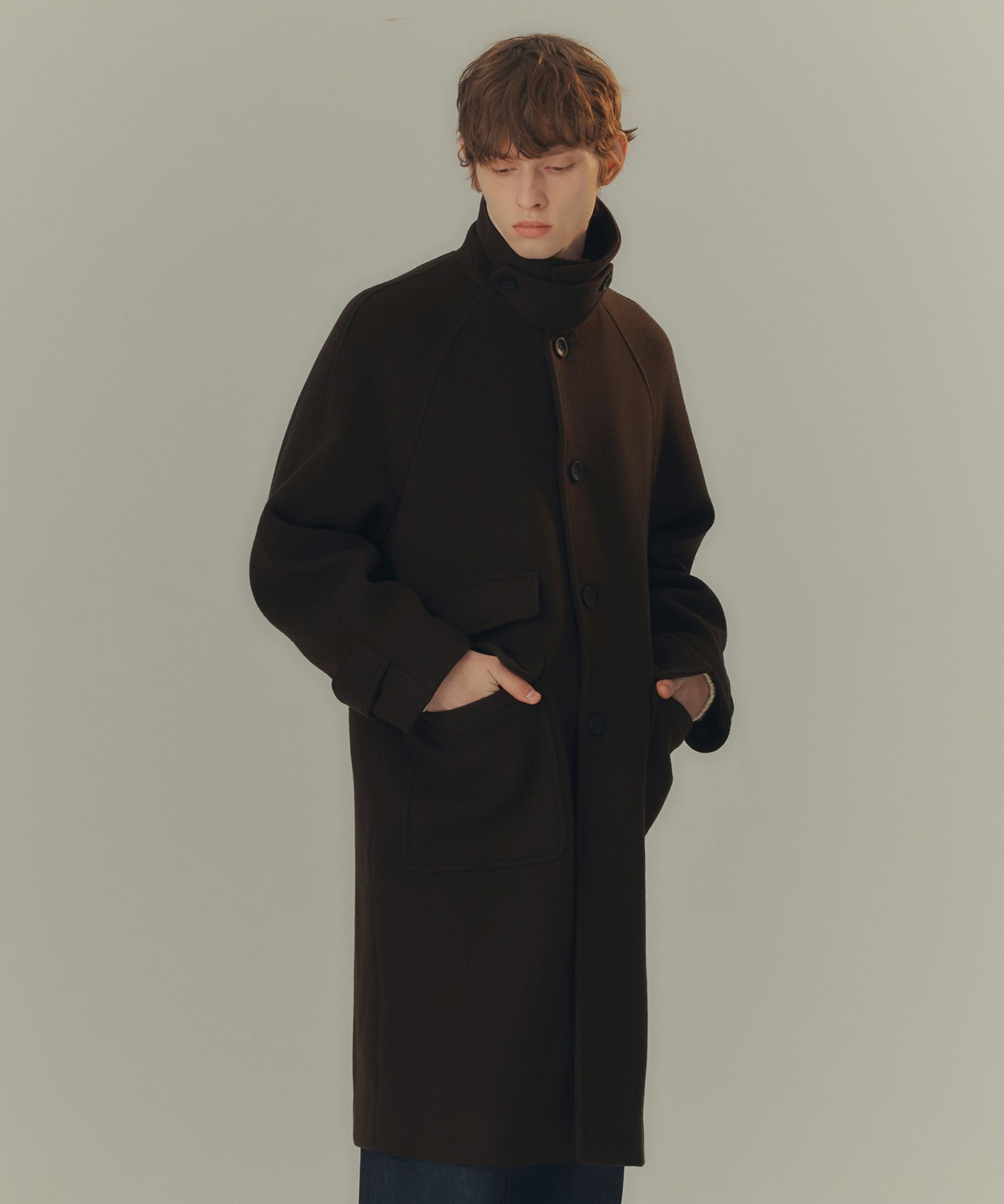 コート FACADE PATTERN Overfit cashmere balmacan coat_charcoal Designer fashion, Seoul-fully created | W Concept