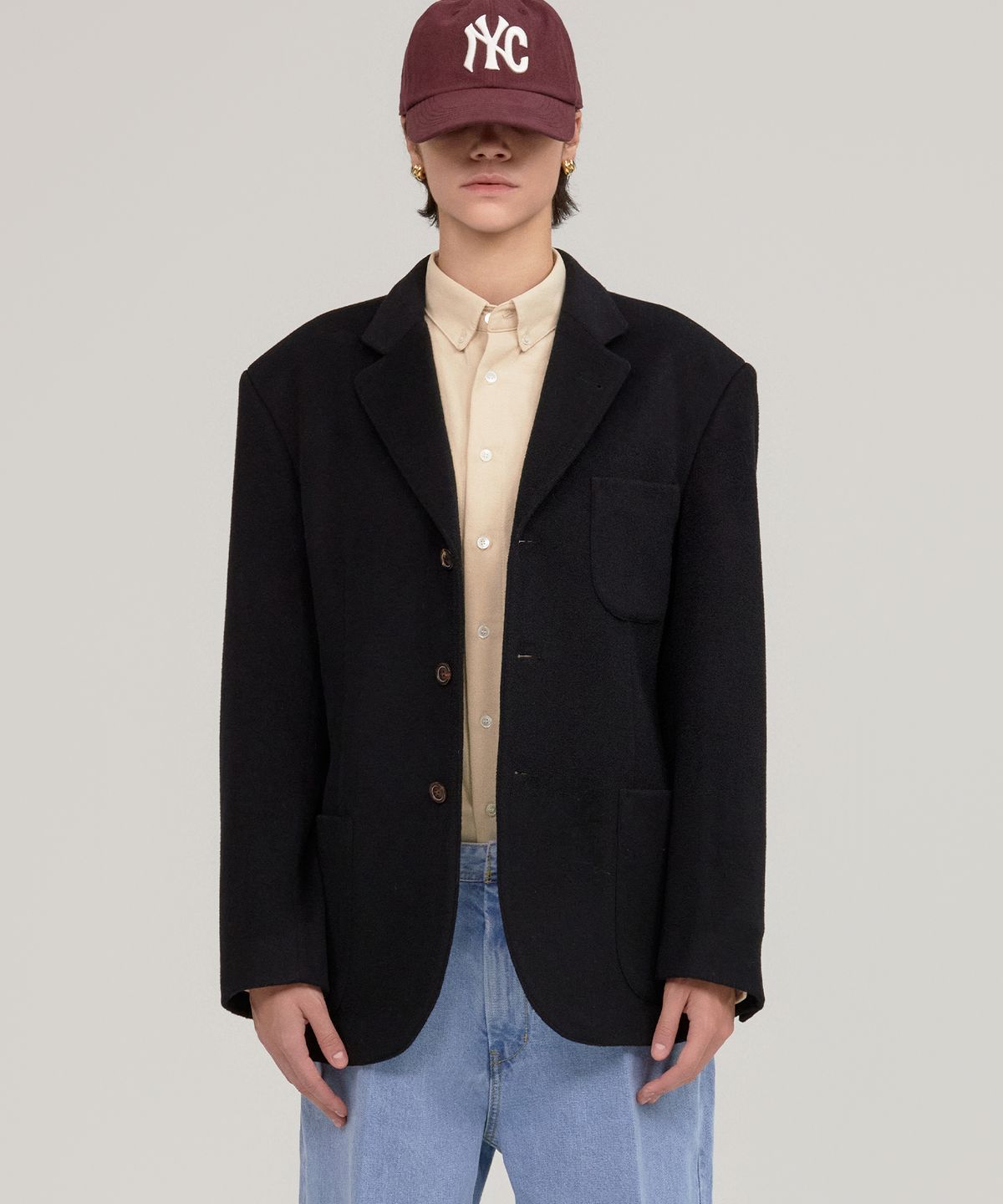 노앙(NOHANT) CASHMERE 90s SINGLE  BREASTED JACKET BLACK