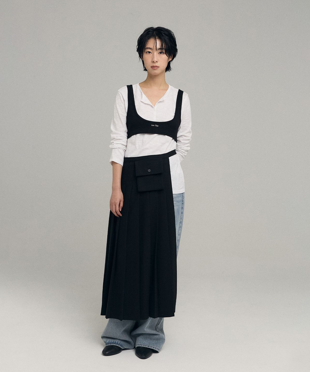 로우타이드(LOW TIDE) BUSTIER LAYERED T-SHIRT [WHITE]