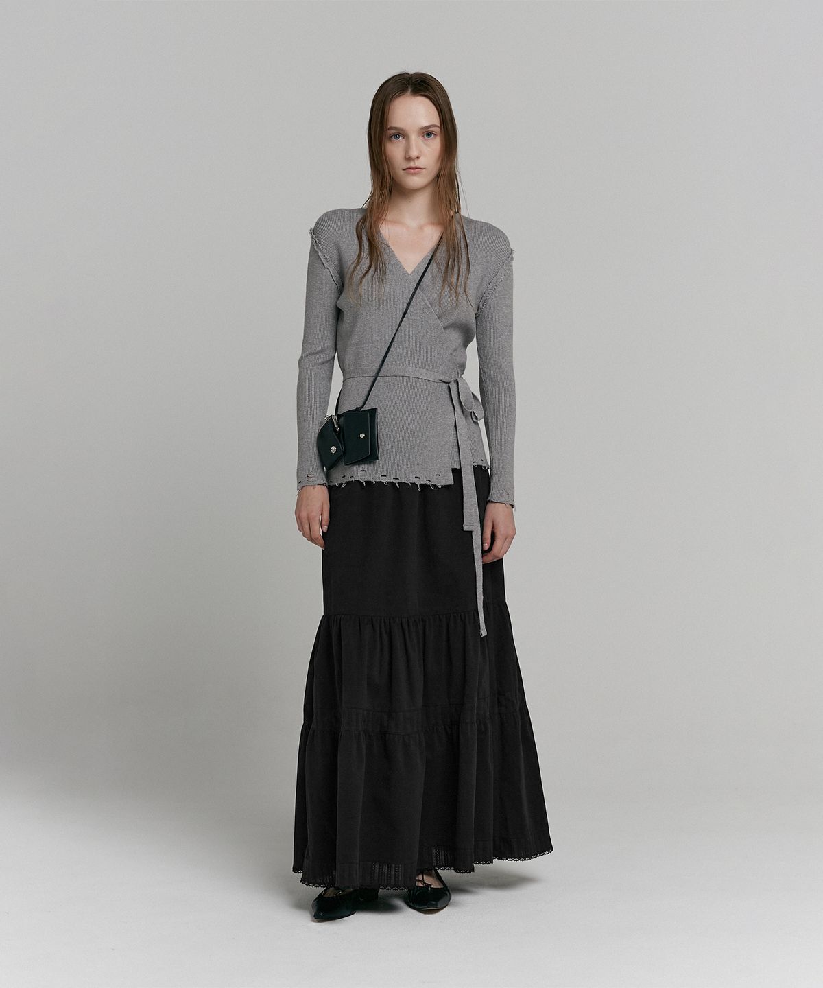 로우타이드(LOW TIDE) DAMAGED WRAP KNIT [GREY]