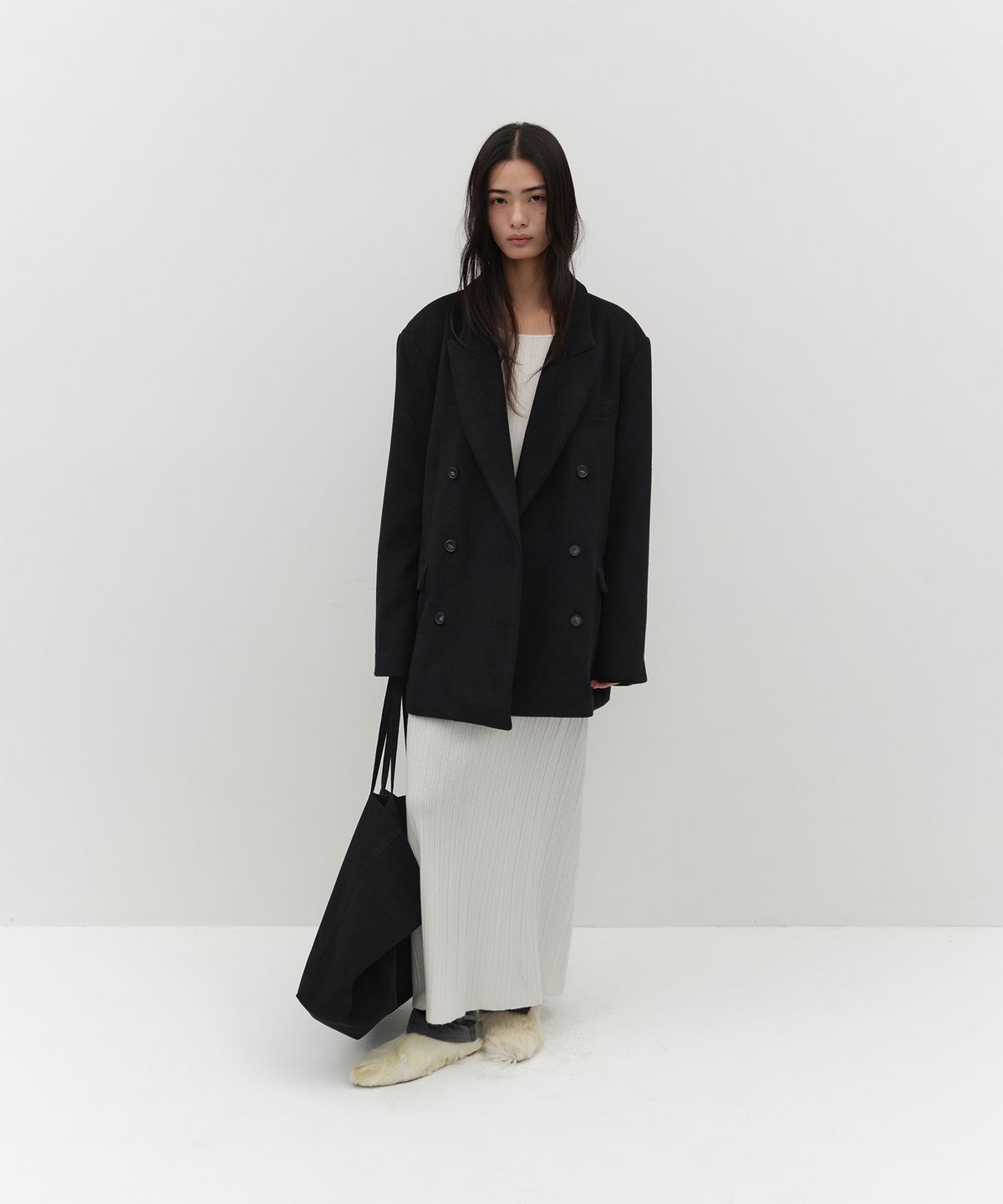 로우타이드(LOW TIDE) DOUBLE BREASTED WOOL BLAZER [BLACK]