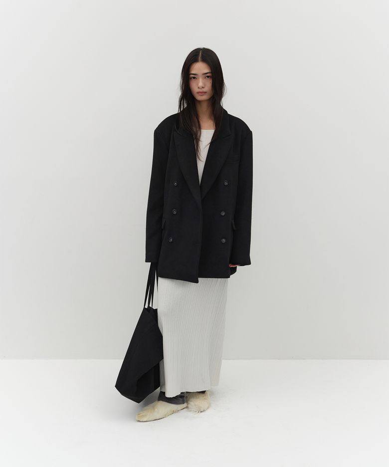 DOUBLE BREASTED WOOL BLAZER [BLACK]