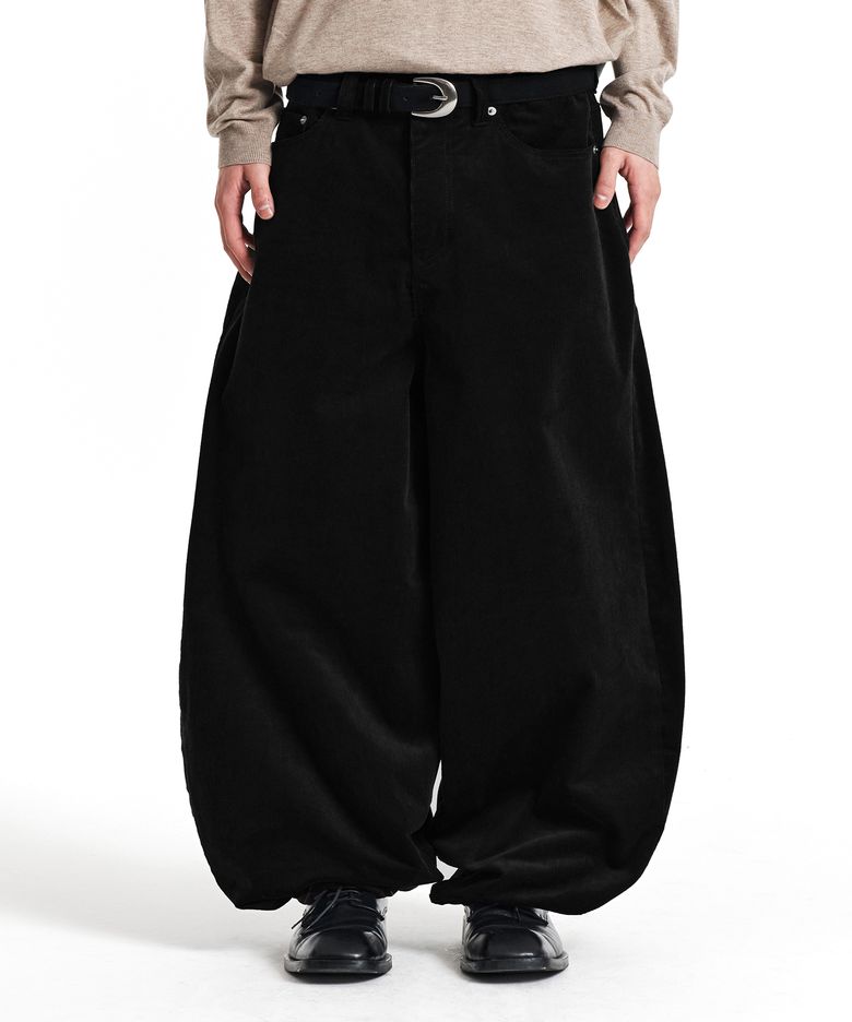 CORD DUROY BALLOON PANTS (BLACK)