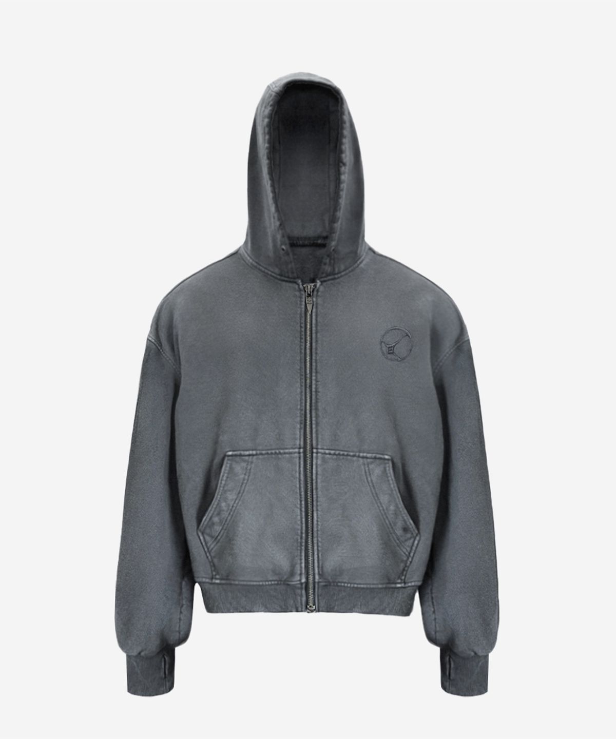 비엘알(BLR) Dyed Circle Logo Over-fit Hoodie Zip-up