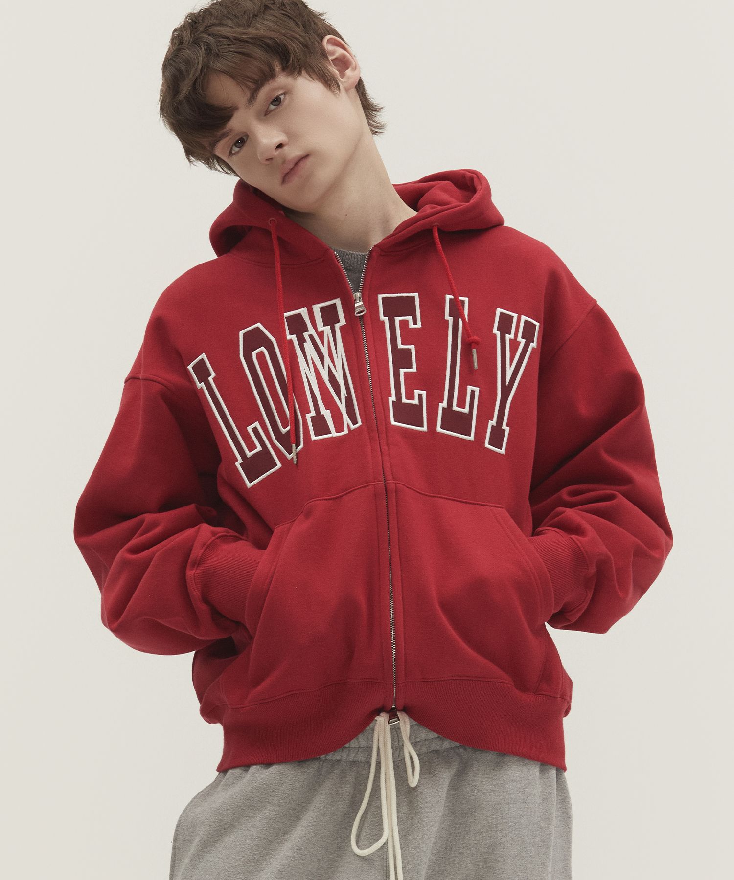 MUSINSA | NOHANT LONELY/LOVELY FLUFF HOODIE ZIP-UP RED