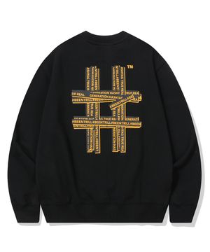 골드 테이핑 해시태그 맨투맨(블랙)