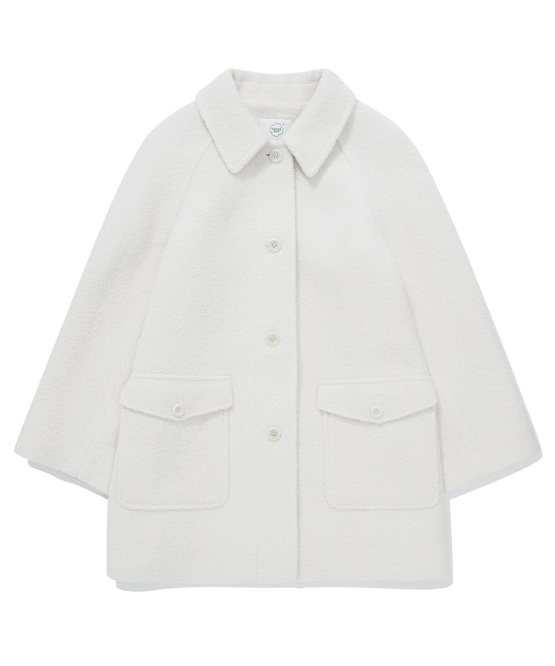 우먼 부클 하프 코트 Ivory