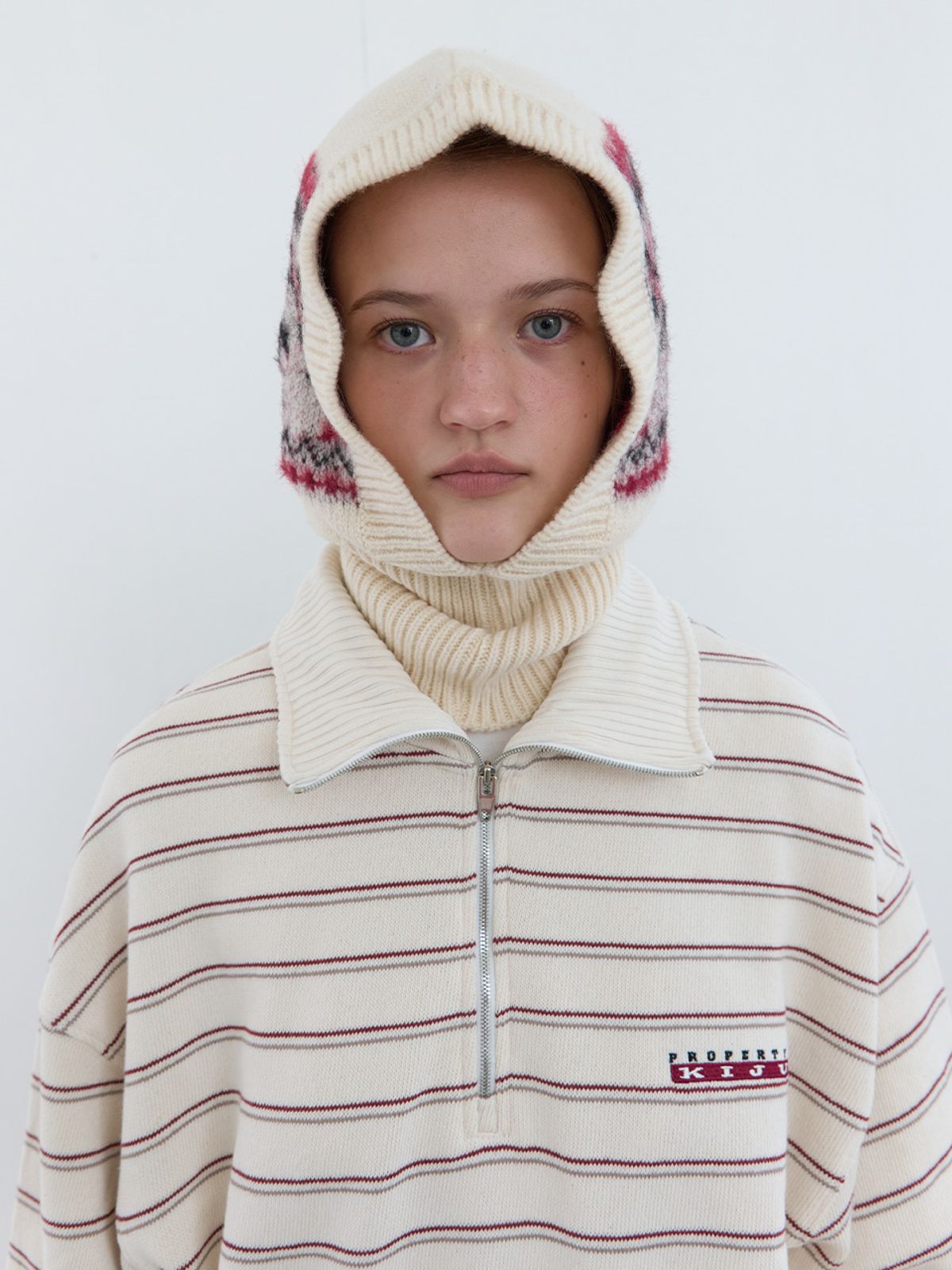 기준(KIJUN) Nordic Knit Balaclava Ivory