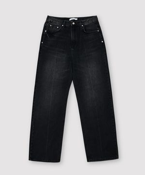 PRESS WASHED DENIM PANTS - BLACK