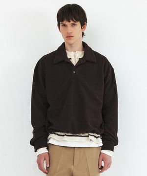 SHEARING FLEECE POLO - BROWN