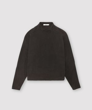 BLOCKING FLEECE PULL-OVER TOP - CHARCOAL BROWN