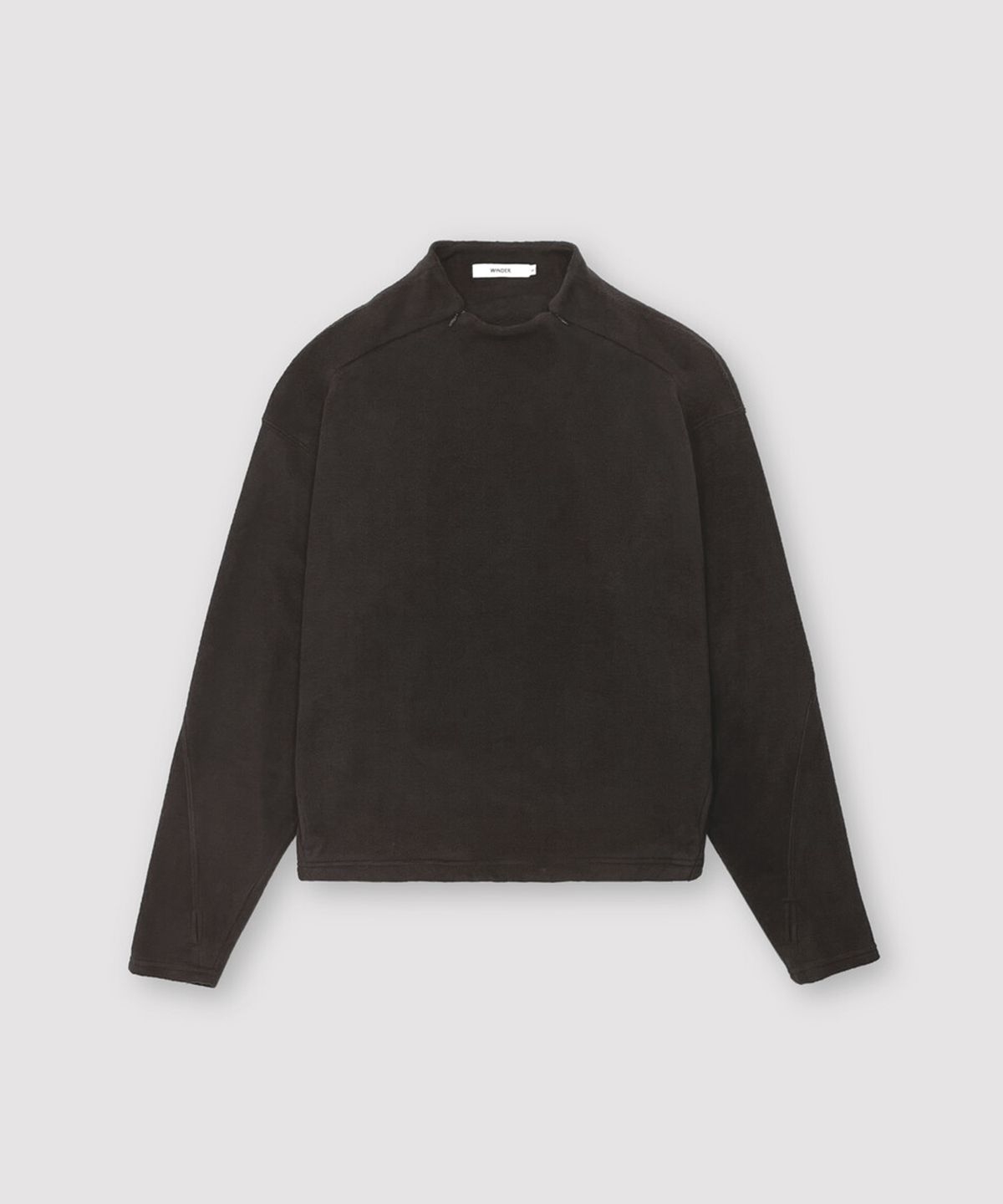 윈더(WINDER) BLOCKING FLEECE PULL-OVER TOP - CHARCOAL BROWN