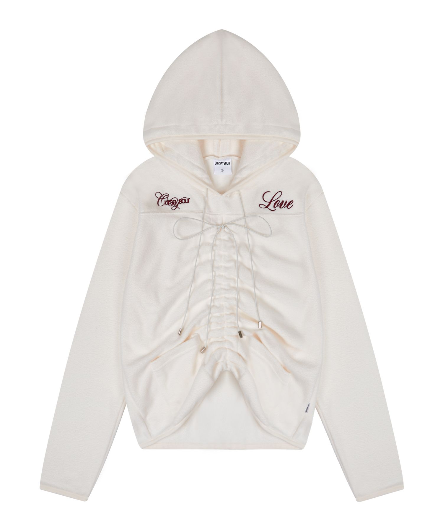 パーカー OURSAYSOUR／フリースストリングフーディー レディース MUSINSA | OURSAYSOUR Fleece String Hoodie Ivory