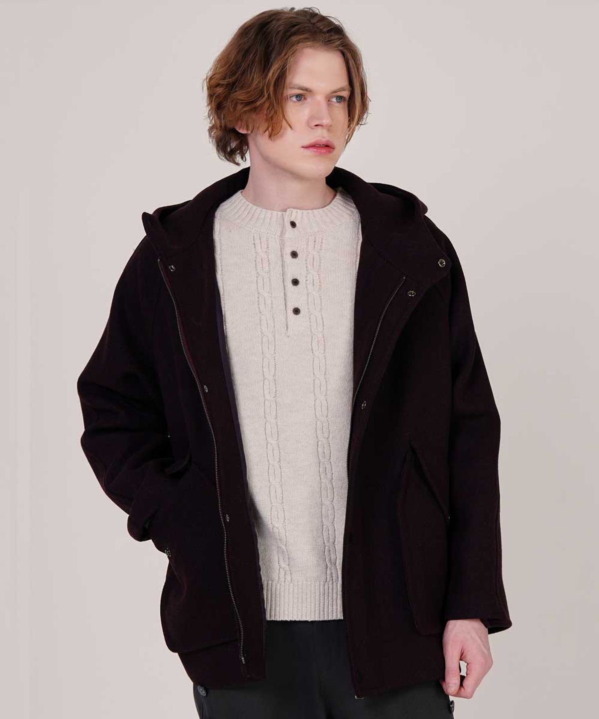 커스텀어스(CUSTOMUS) 빅후다포켓 라그랑 방모후드집업점퍼 CXS24WWJPA05 BUR