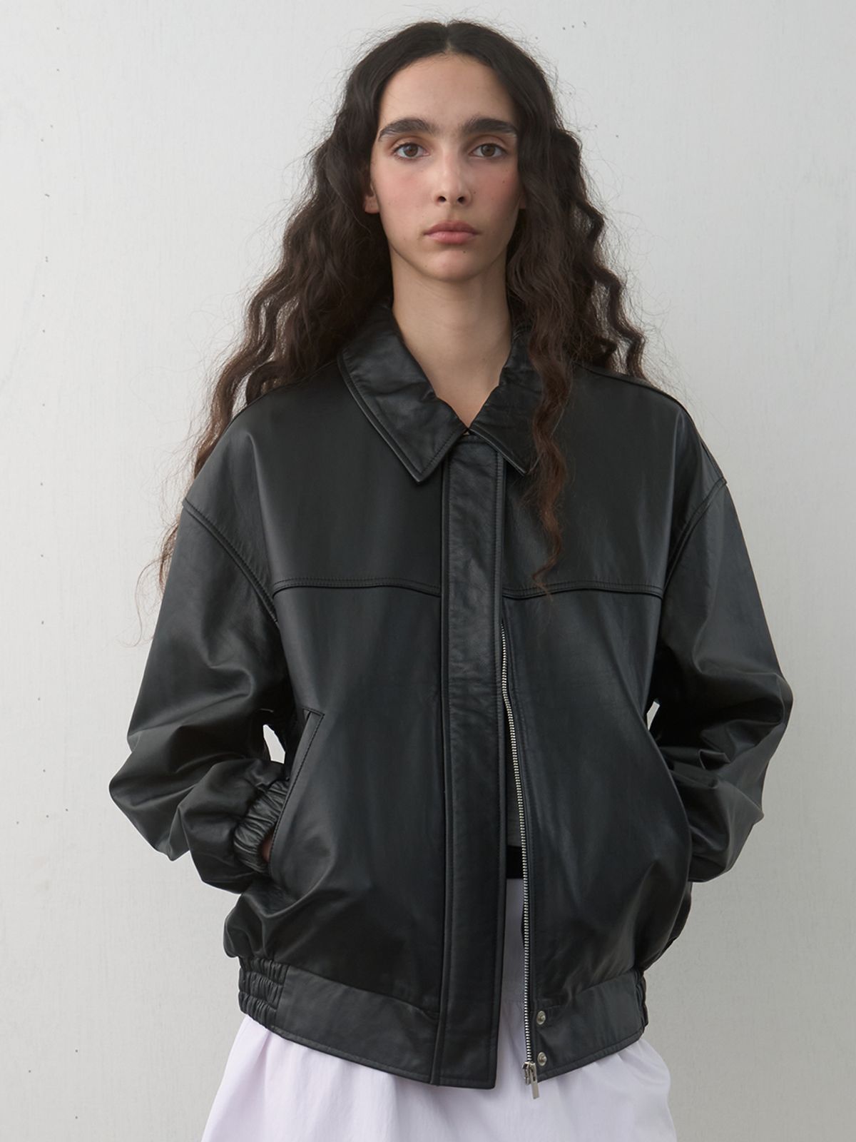 기준(KIJUN) Leather Jumper Black