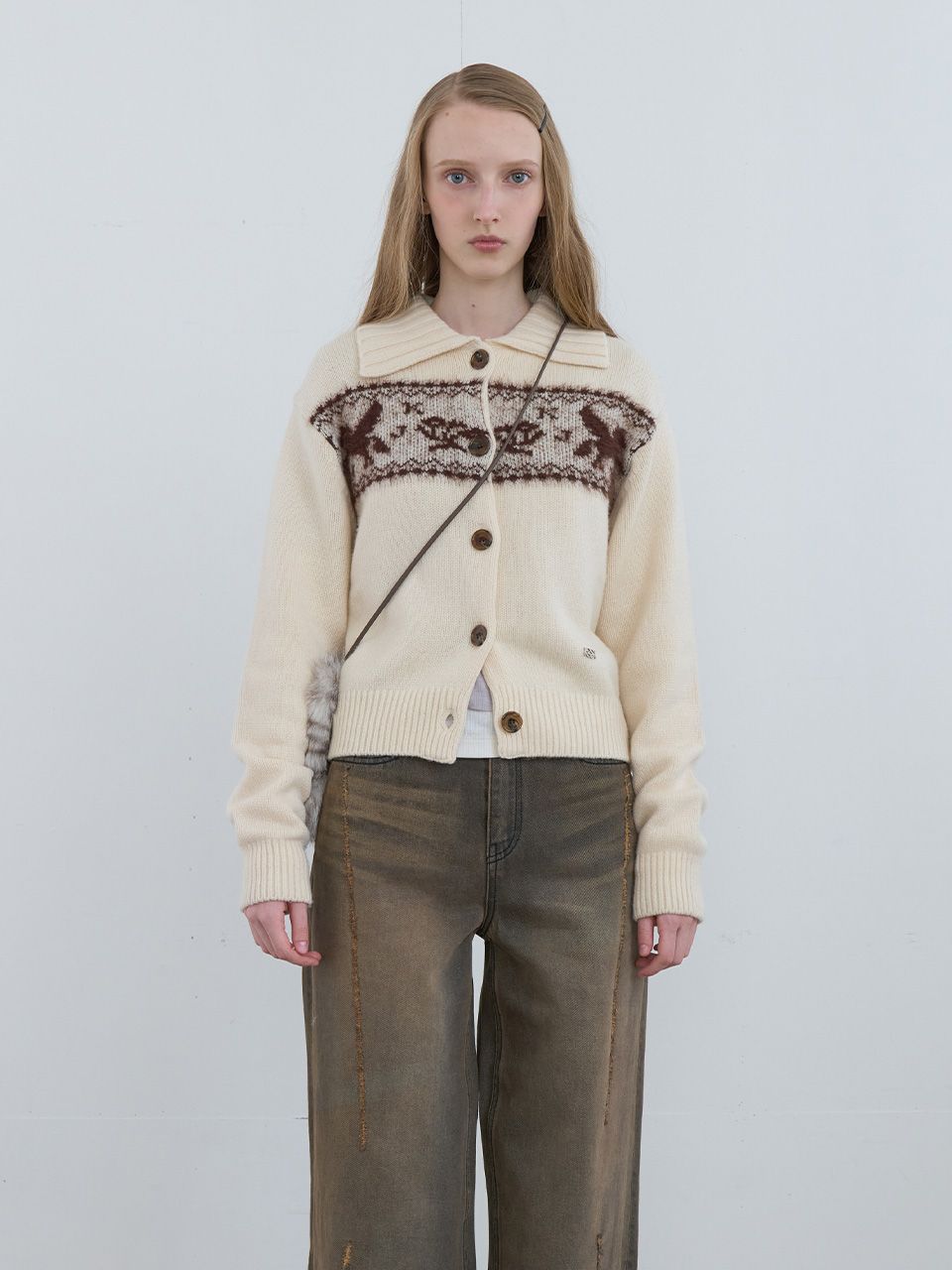 MUSINSA公式 | KIJUN Nordic Knit Cardigan Ivory