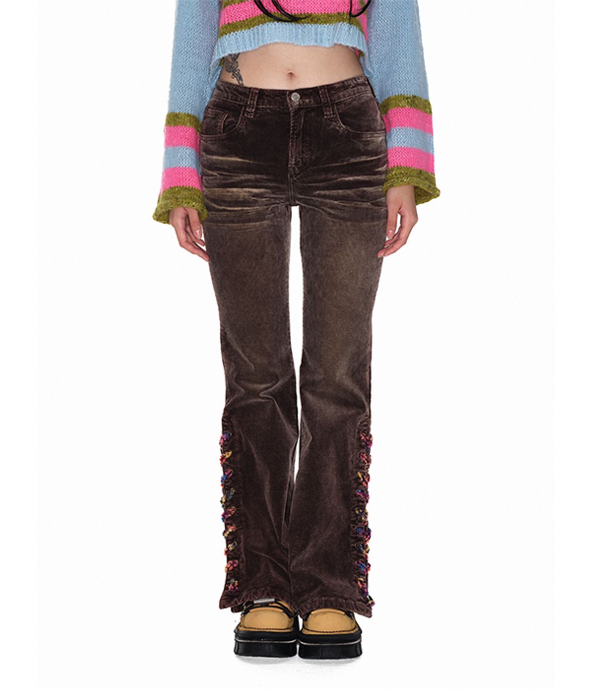 유쓰배쓰(YOUTHBATH) Knit string corduroy pants_brown