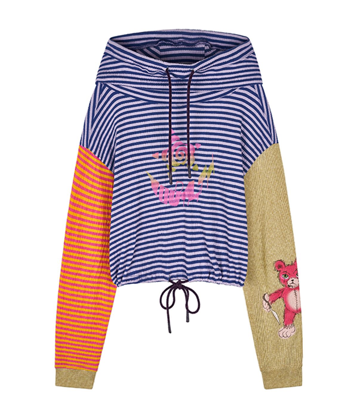 유쓰배쓰(YOUTHBATH) Stripe string cropped hoodie_purple
