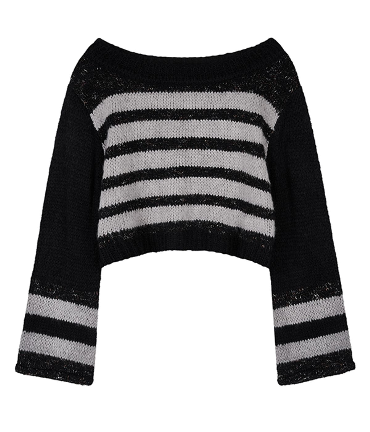 유쓰배쓰(YOUTHBATH) Color stripe cropped knit_gray