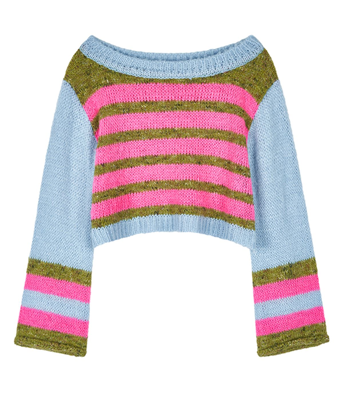 유쓰배쓰(YOUTHBATH) Color stripe cropped knit_pink