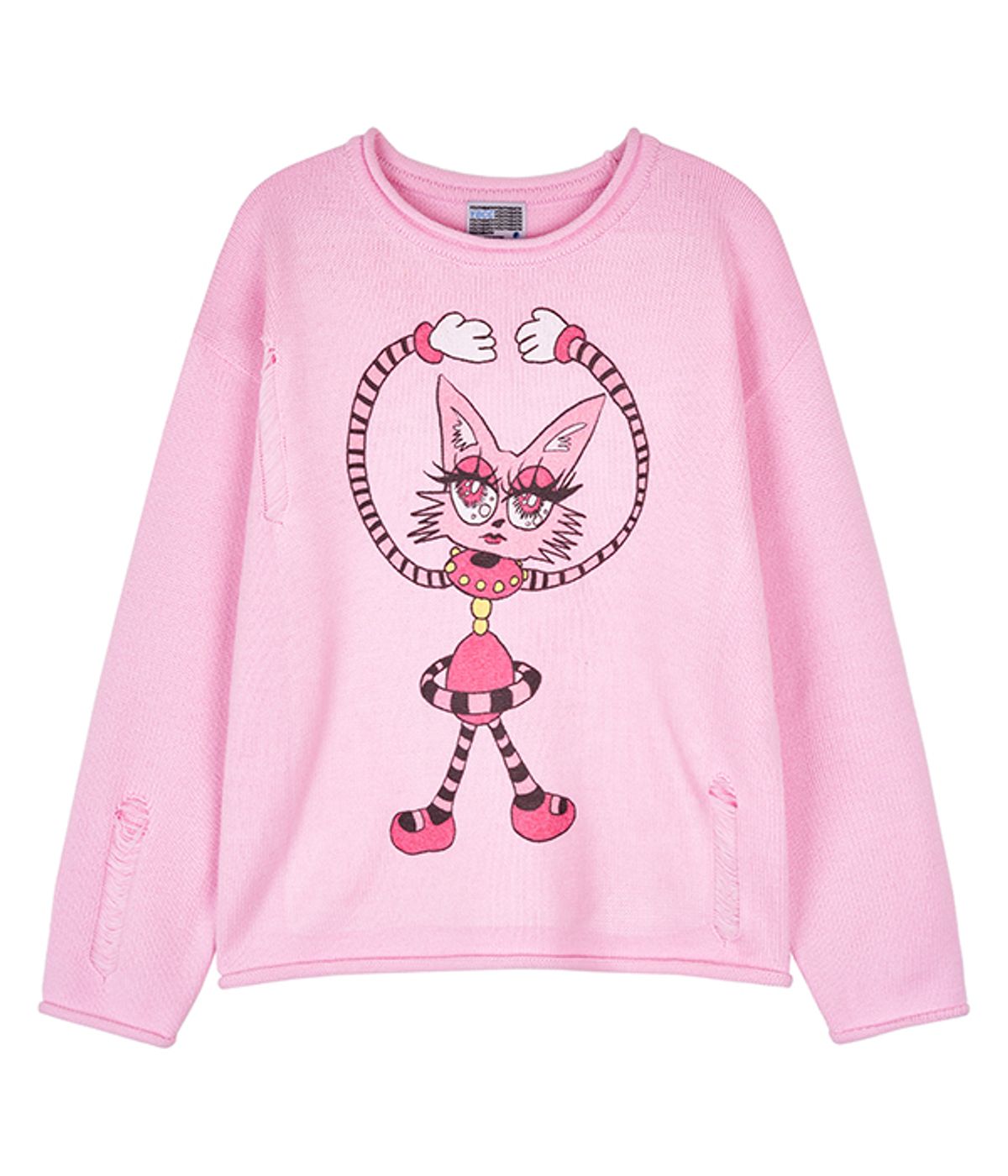 유쓰배쓰(YOUTHBATH) Over fit damage graphic knit_pink