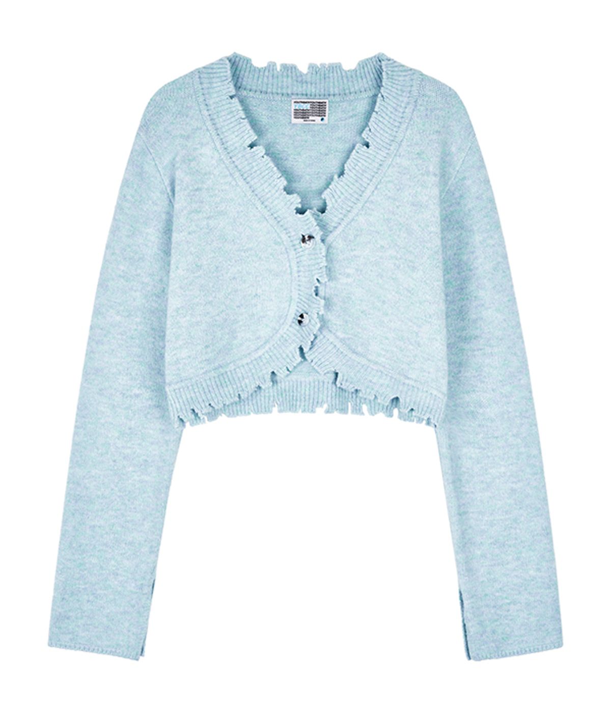 유쓰배쓰(YOUTHBATH) Damage cropped cardigan_light blue