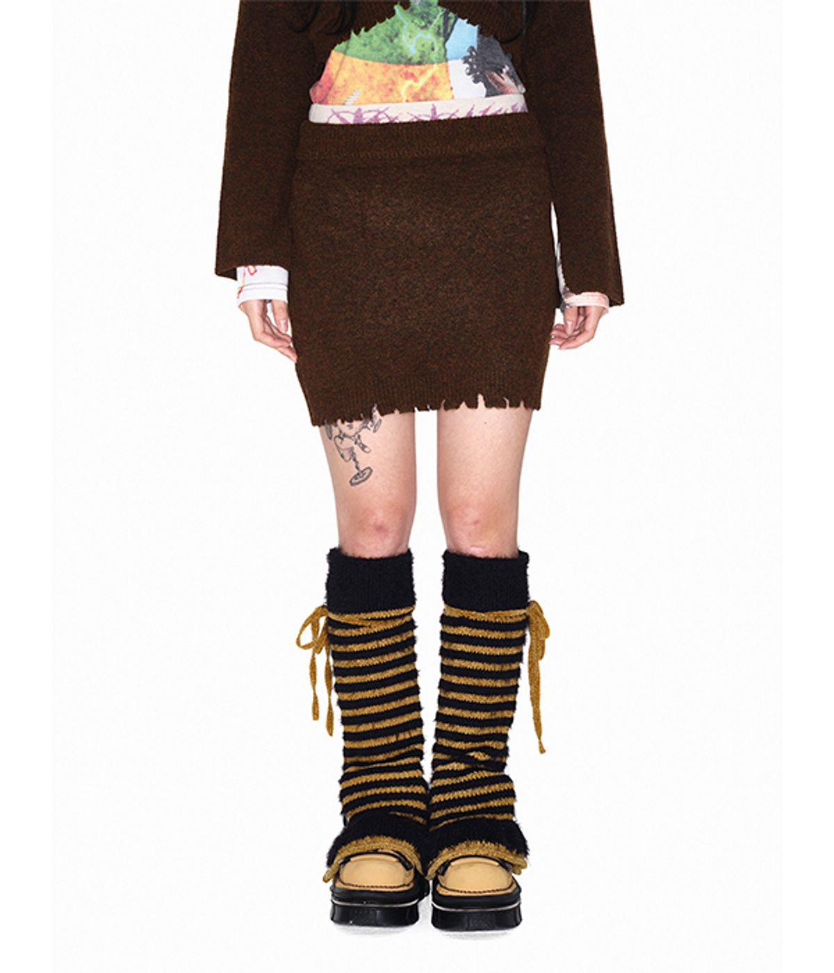 유쓰배쓰(YOUTHBATH) Damage band mini skirt_brown