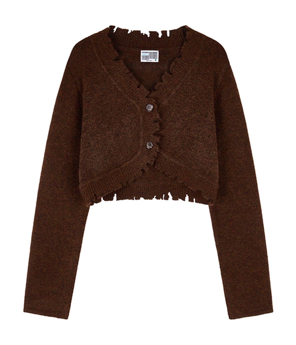 유쓰배쓰(YOUTHBATH) Damage cropped cardigan_brown