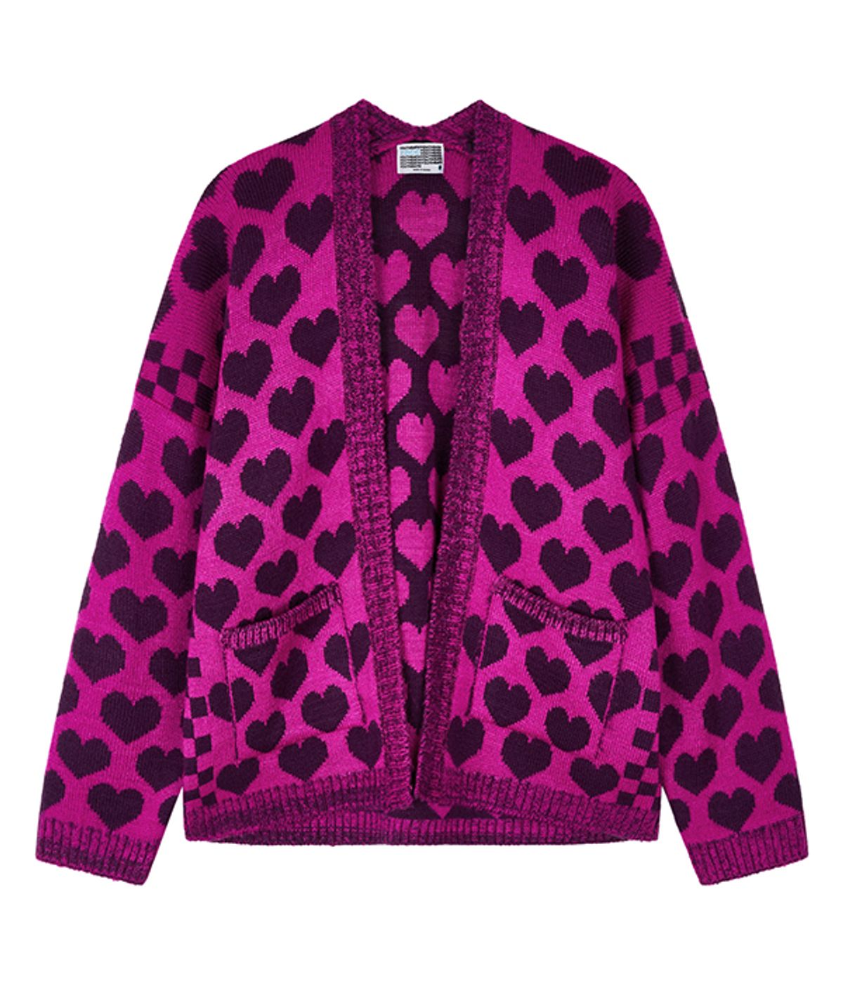 유쓰배쓰(YOUTHBATH) Heart check cardigan_magenta