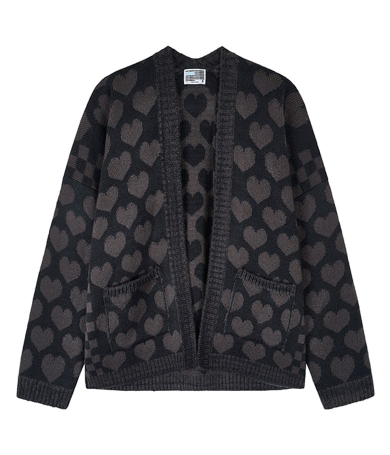 Heart check cardigan_charcoal
