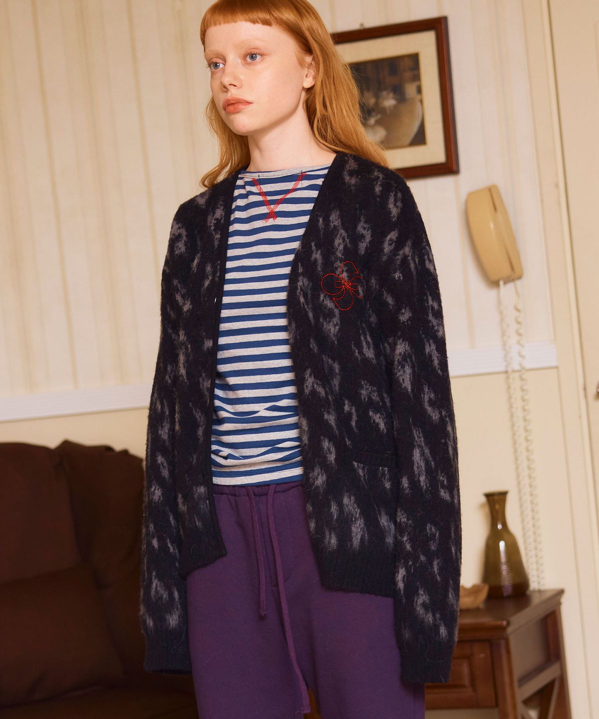 헤레틱(HERETIC) HERETIC LEOPARD MOHAIR CARDIGAN / black