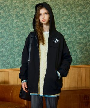 DIAMOND ZIP-UP HOODIE / black