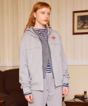 DIAMOND ZIP-UP HOODIE / melange grey